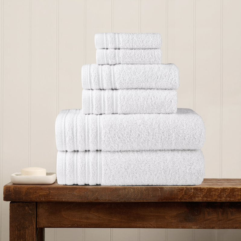 Nine West - Luxury 6-Piece Shelly Towel Set - 100% Cotton Terry Cloth, 2 Bath Towels, 2 Hand Towels & 2 Washcloths, Soft, Quick Dry & High Absorbent