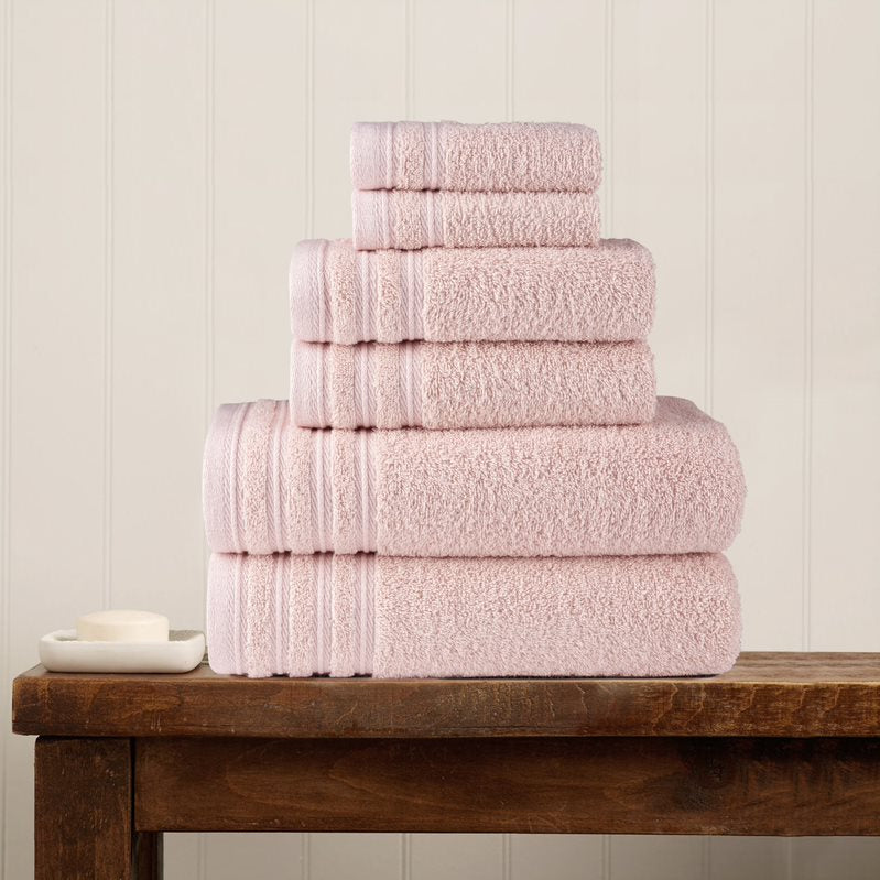 Nine West - Luxury 6-Piece Shelly Towel Set - 100% Cotton Terry Cloth, 2 Bath Towels, 2 Hand Towels & 2 Washcloths, Soft, Quick Dry & High Absorbent