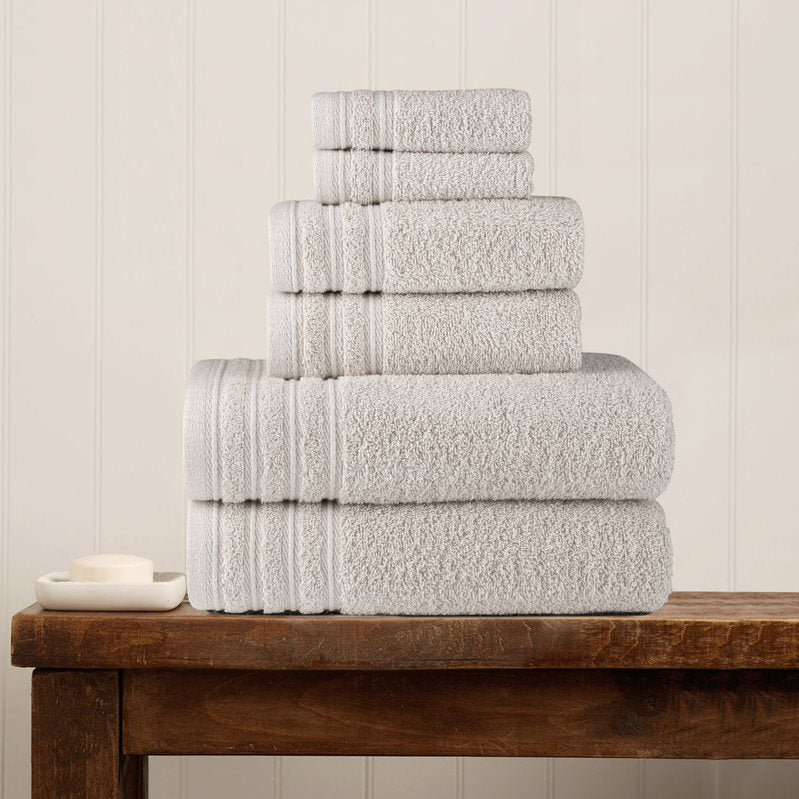 Nine West - Luxury 6-Piece Shelly Towel Set - 100% Cotton Terry Cloth, 2 Bath Towels, 2 Hand Towels & 2 Washcloths, Soft, Quick Dry & High Absorbent