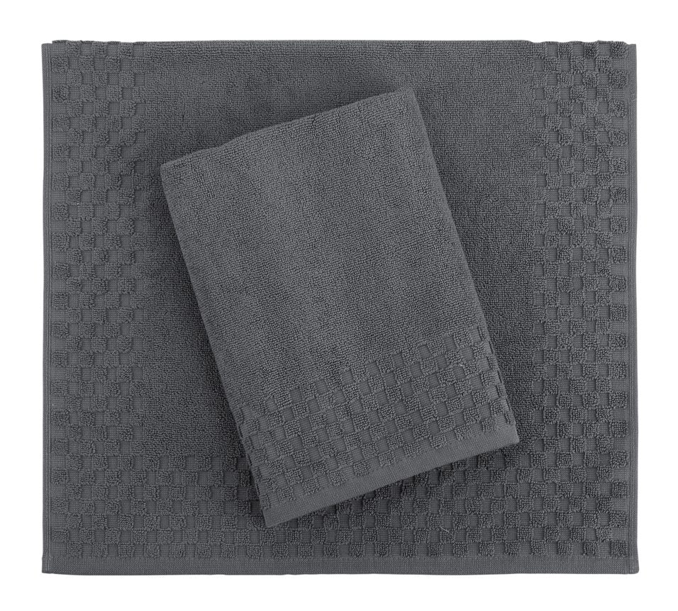 2 Piece Cotton Bath Mat Set - Non-Slip & Absorbent Bathroom Rugs | Machine Washable 100% Cotton Bath Mats (20"x34") - Classic Turkish Towels