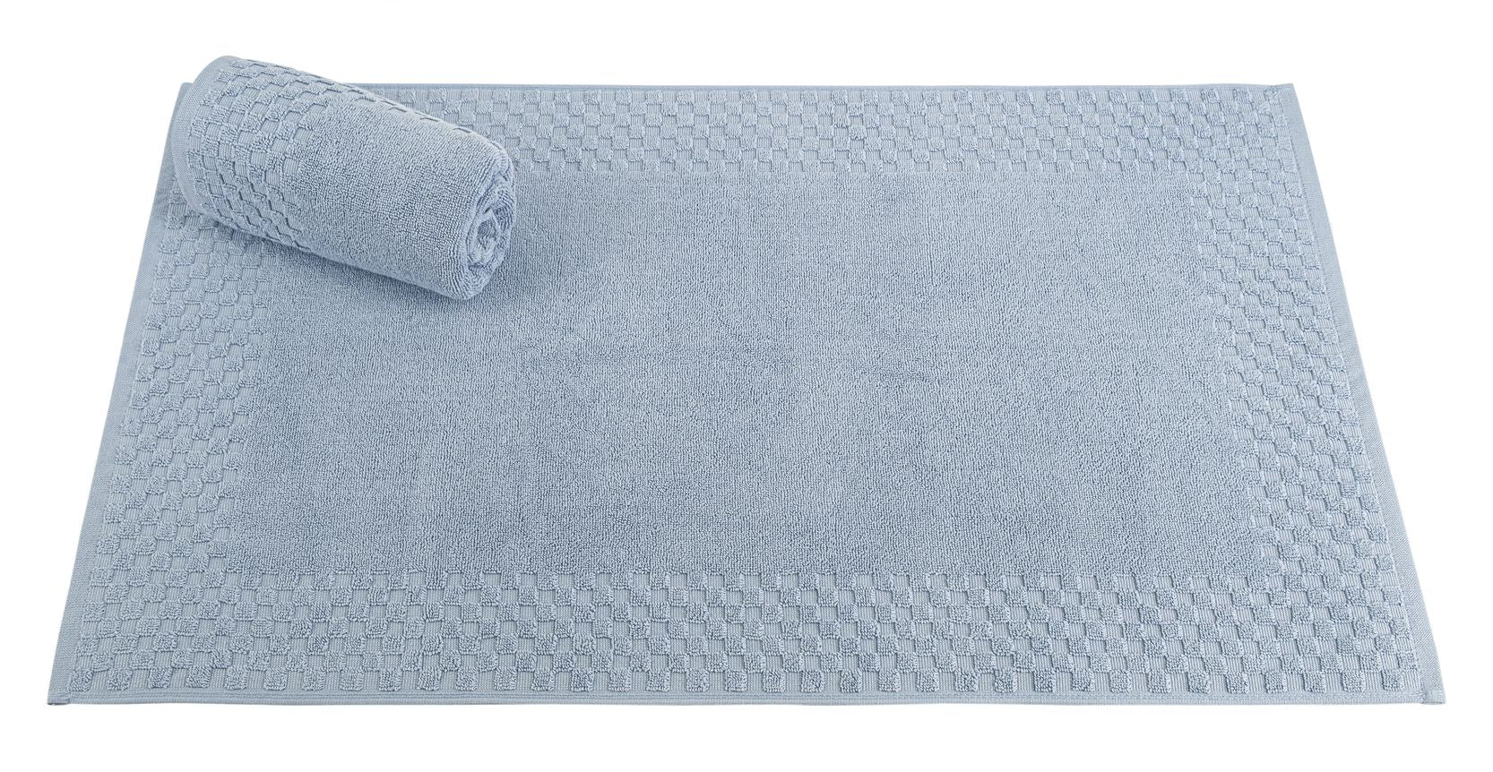 2 Piece Cotton Bath Mat Set - Non-Slip & Absorbent Bathroom Rugs | Machine Washable 100% Cotton Bath Mats (20"x34") - Classic Turkish Towels