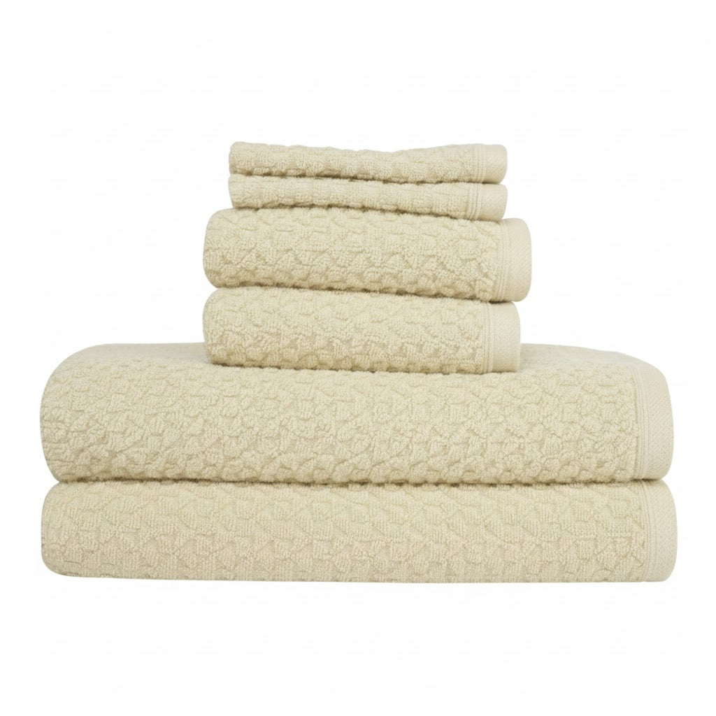 Luxury 6-Piece Jacquard Turkish Cotton Towels – Bath, Hand, Washcloth Towels