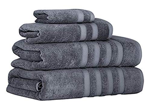 Luxury Italian Silk and Cotton Modal Towels - Ultra Plush Lustrous 4 Piece Towel Set - Classic Turkish Towels