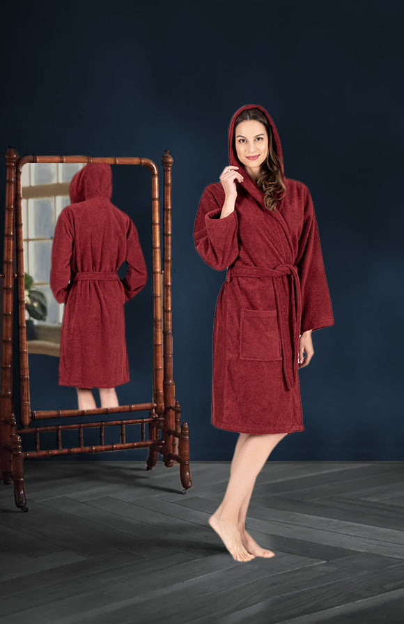 NINE WEST - Hooded Terry Robe - 100% Turkish Cotton - Classic Turkish Towels