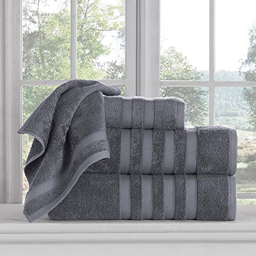 Luxury Italian Silk and Cotton Modal Towels - Ultra Plush Lustrous 4 Piece Towel Set - Classic Turkish Towels