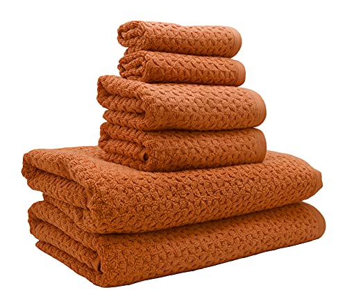 Towels Beyond Luxury 6 Piece Genuine Cotton Bath Towel Set - Jacquard Woven Soft Textured Towels Made with 100% Turkish Cotton - Classic Turkish Towels