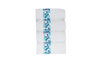 Ivone Embroidered Turkish Cotton Hand Towels - 4 Pieces - Classic Turkish Towels