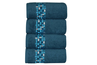 Ivone Embroidered Turkish Cotton Hand Towels - 4 Pieces - Classic Turkish Towels
