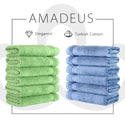 Amadeus Luxury Turkish Cotton Plush Hand Towels - 6 Pieces - Classic Turkish Towels