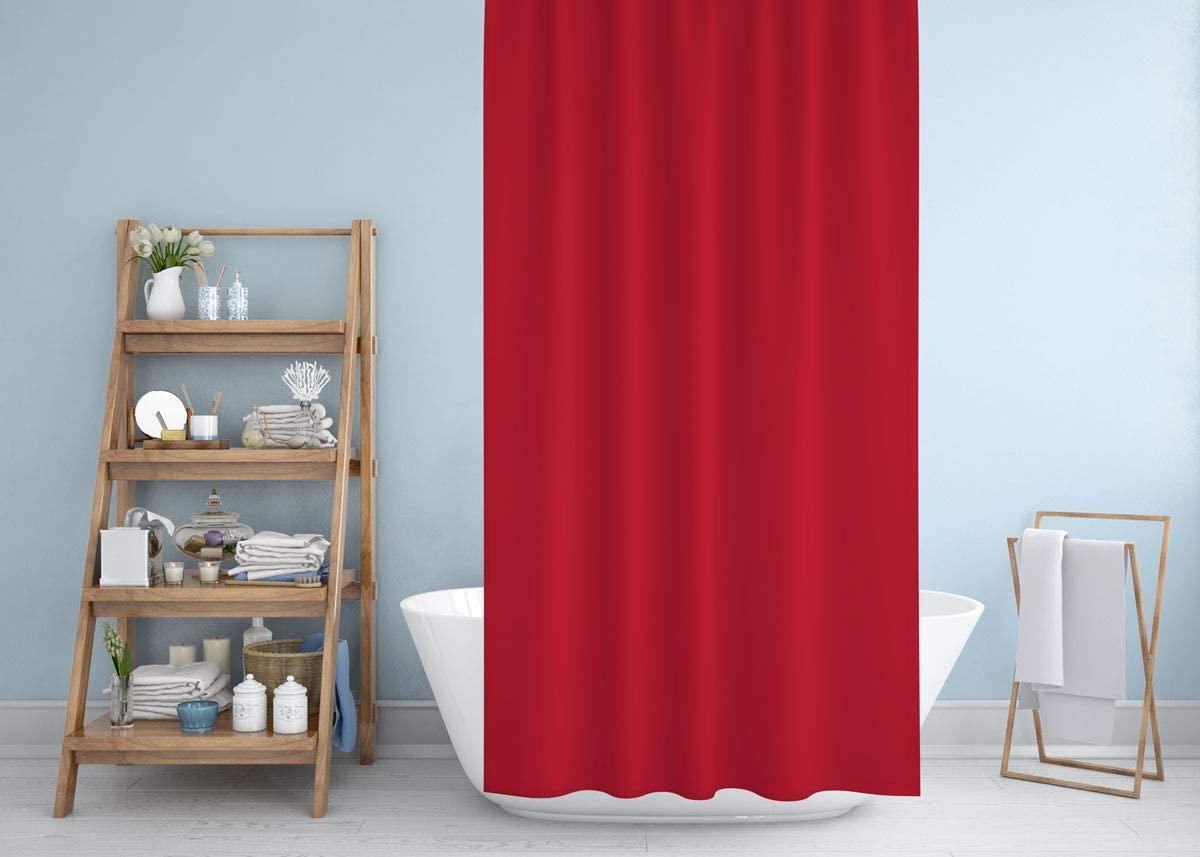 Solid Red Shower Curtain, Heavy Duty Design with 12 Grommets and Hooks, 72 x 72 Inches - Classic Turkish Towels