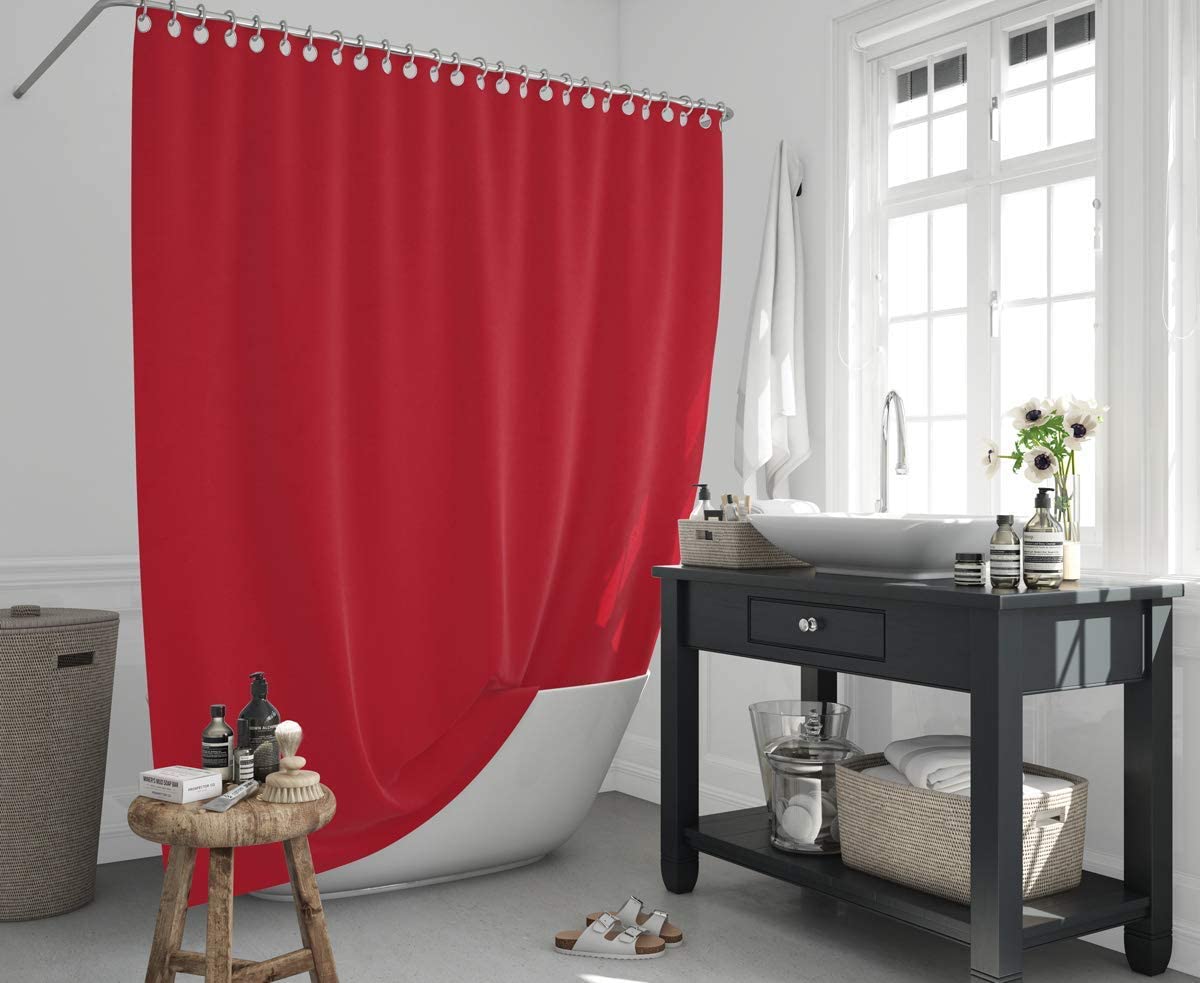 Solid Red Shower Curtain, Heavy Duty Design with 12 Grommets and Hooks, 72 x 72 Inches - Classic Turkish Towels