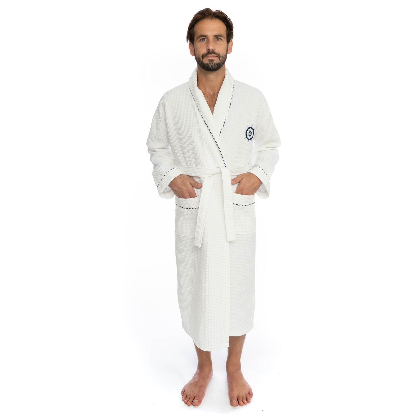 Classic Turkish Cotton Nautical Sailor Bathrobe - Classic Turkish Towels