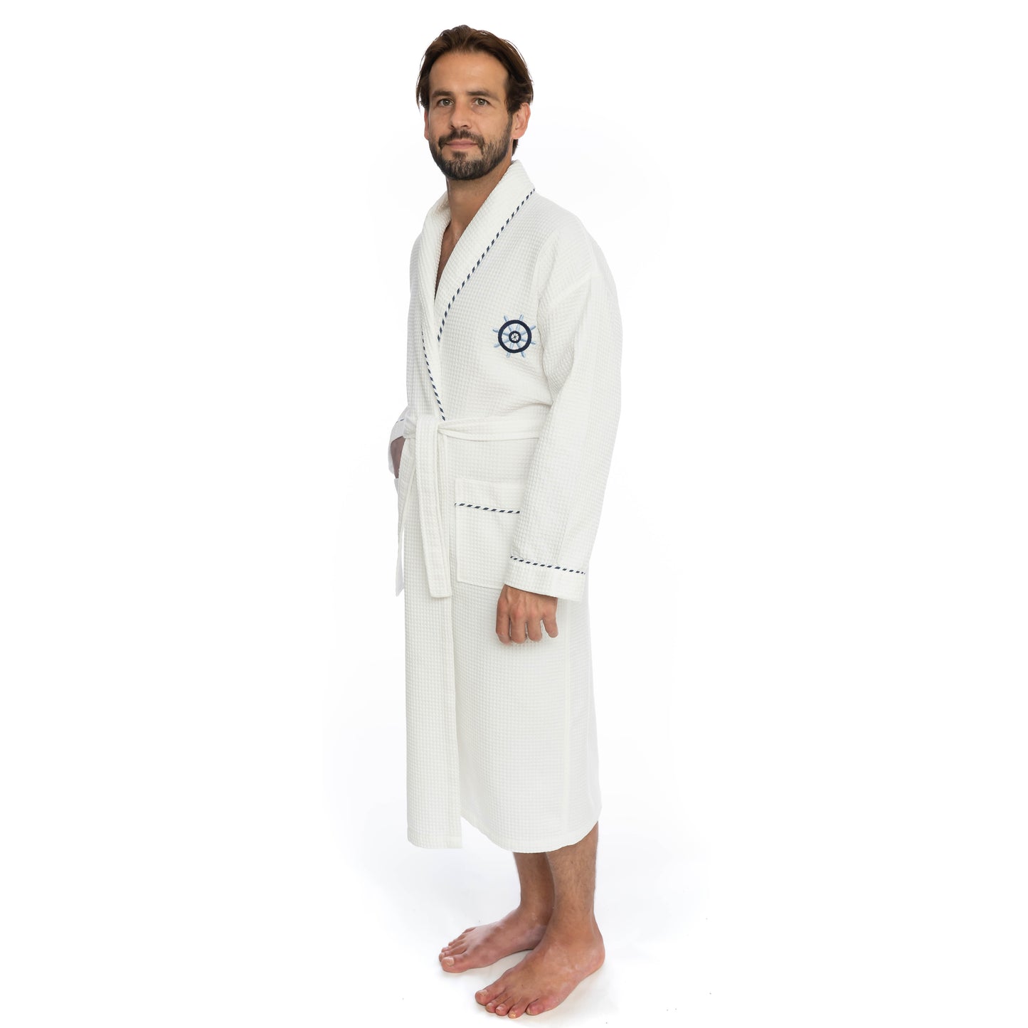 Classic Turkish Cotton Nautical Sailor Bathrobe - Classic Turkish Towels