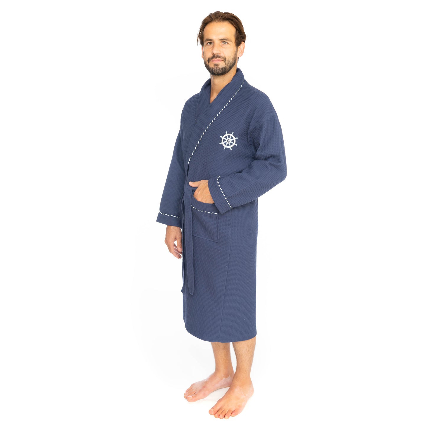 Classic Turkish Cotton Nautical Sailor Bathrobe - Classic Turkish Towels