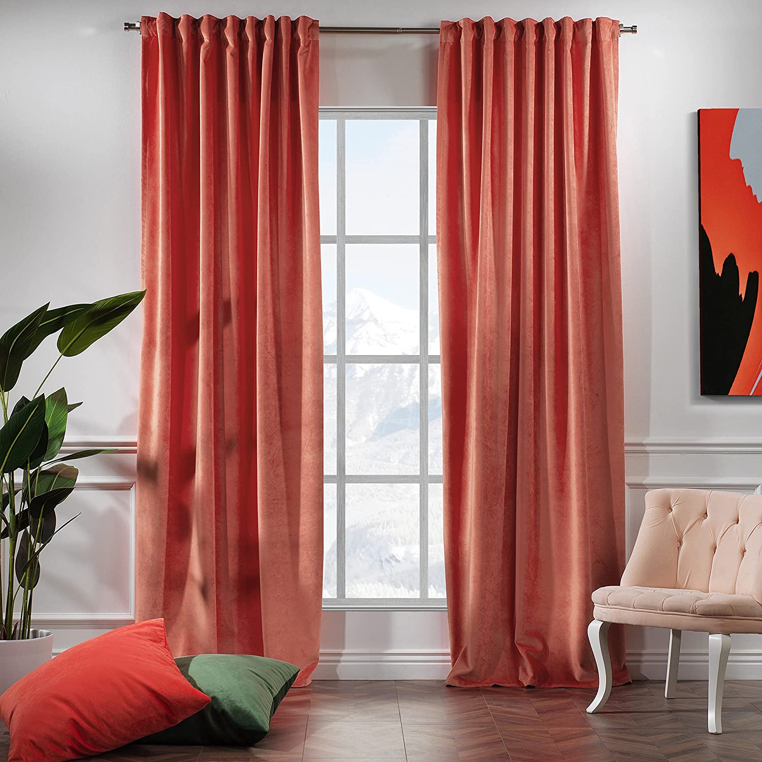 CASANEMA Extra Long Solid Luxury Matte Velvet Soft Curtain Lime Single Panel Hanging Back Tap & Rod Pocket Home DÃ©cor 5-25 Feet Custom Made Curtains -Made in Turkey Each(52"x84") - Classic Turkish Towels
