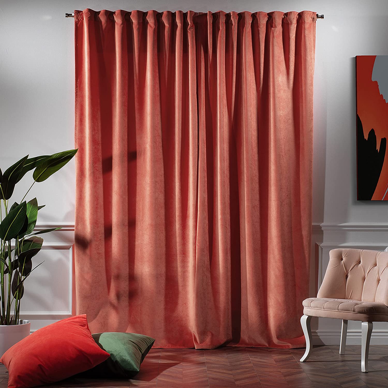 CASANEMA Extra Long Solid Luxury Matte Velvet Soft Curtain Lime Single Panel Hanging Back Tap & Rod Pocket Home DÃ©cor 5-25 Feet Custom Made Curtains -Made in Turkey Each(52"x84") - Classic Turkish Towels