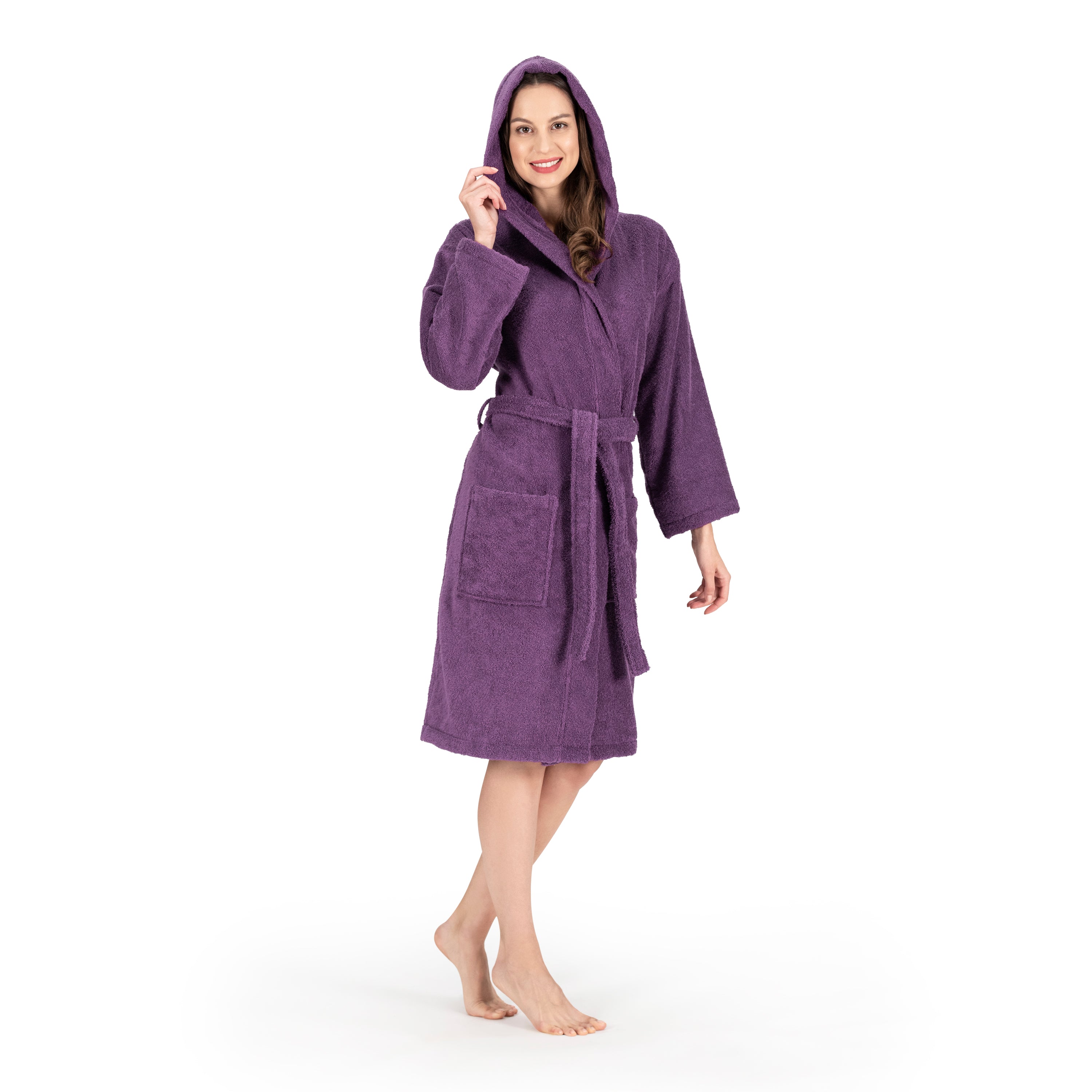 NINE WEST - Hooded Terry Robe - 100% Turkish Cotton - Classic Turkish Towels