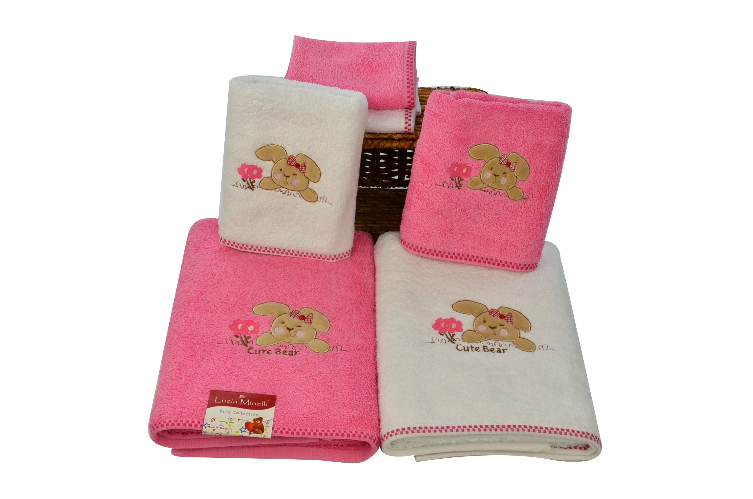 Kids Embroidered Turkish Cotton Towel Set of 6 - Classic Turkish Towels