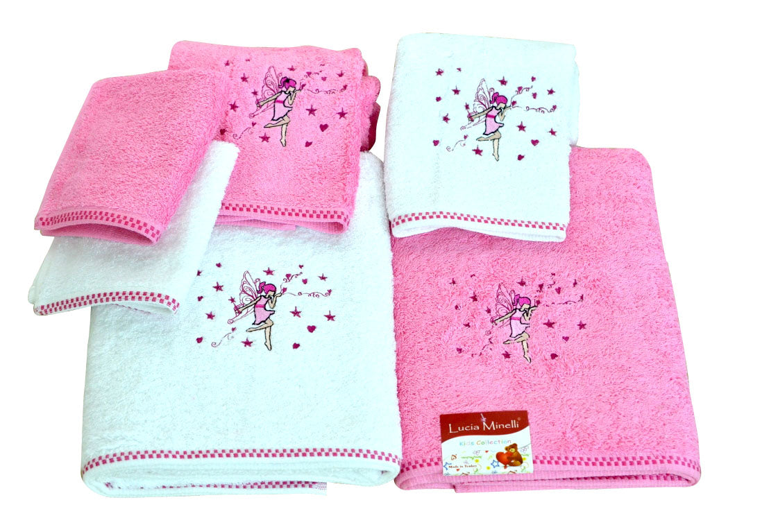 Kids Embroidered Turkish Cotton Towel Set of 6 - Classic Turkish Towels