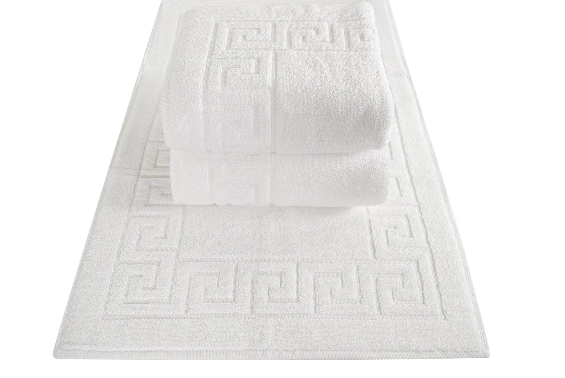 Cambridge Turkish Cotton Greek Key Bath Mat - 3 Pieces - Classic Turkish Towels