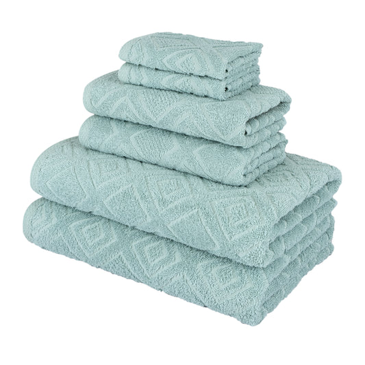 NINE WEST - LaRue Jacquard Diamond Towel Collection Set of 6 - 100% Turkish Cotton - Classic Turkish Towels