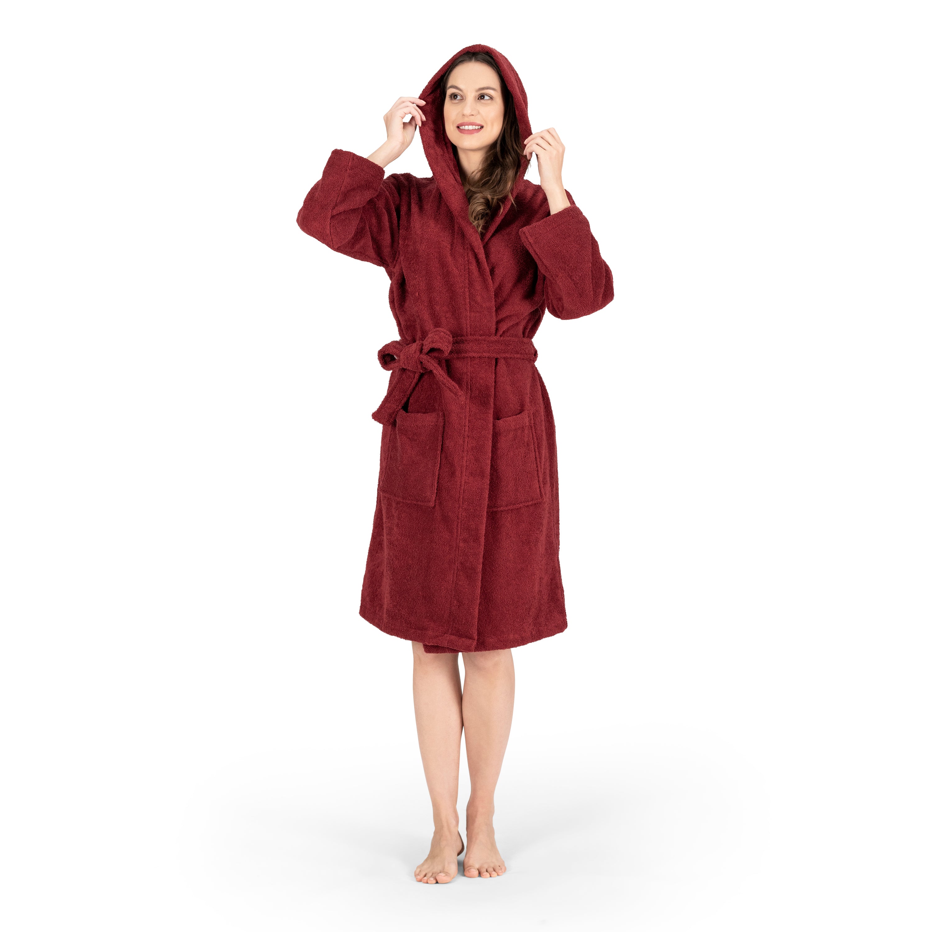 NINE WEST - Hooded Terry Robe - 100% Turkish Cotton - Classic Turkish Towels