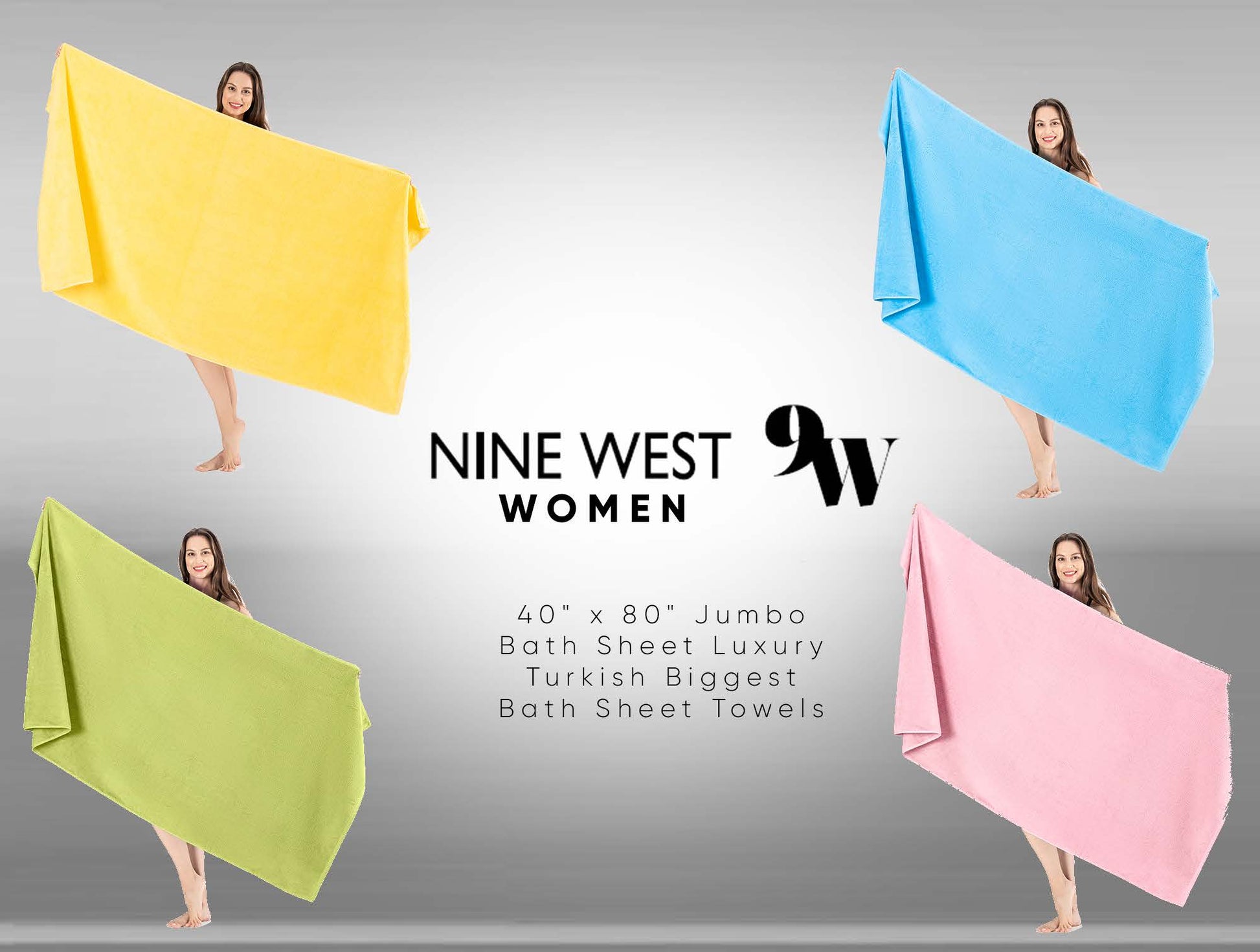 NINE WEST - Jumbo 40x80 Largest Bath Sheet Towel Collection - 100% Tu –  Classic Turkish Towels