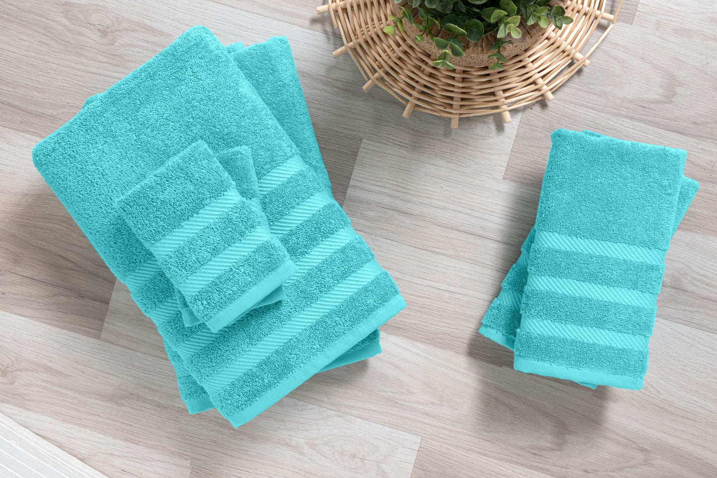 Antalya Turkish Cotton Bath, Hand, Washcloth Hotel Collection - 6 pc Towel Set - Classic Turkish Towels