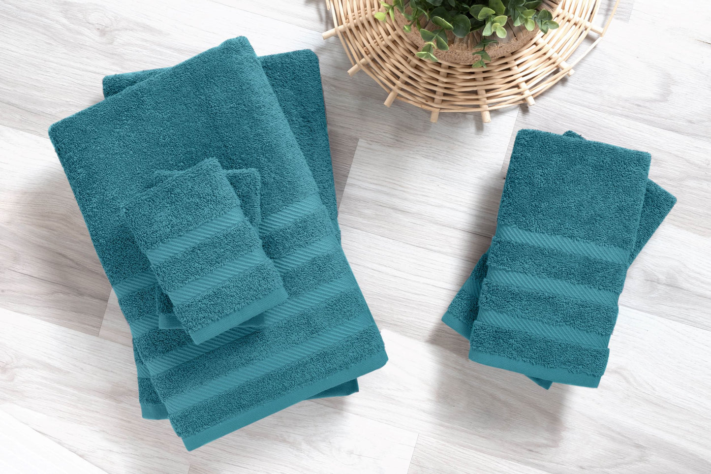 Antalya Turkish Cotton Bath, Hand, Washcloth Hotel Collection - 6 pc Towel Set - Classic Turkish Towels