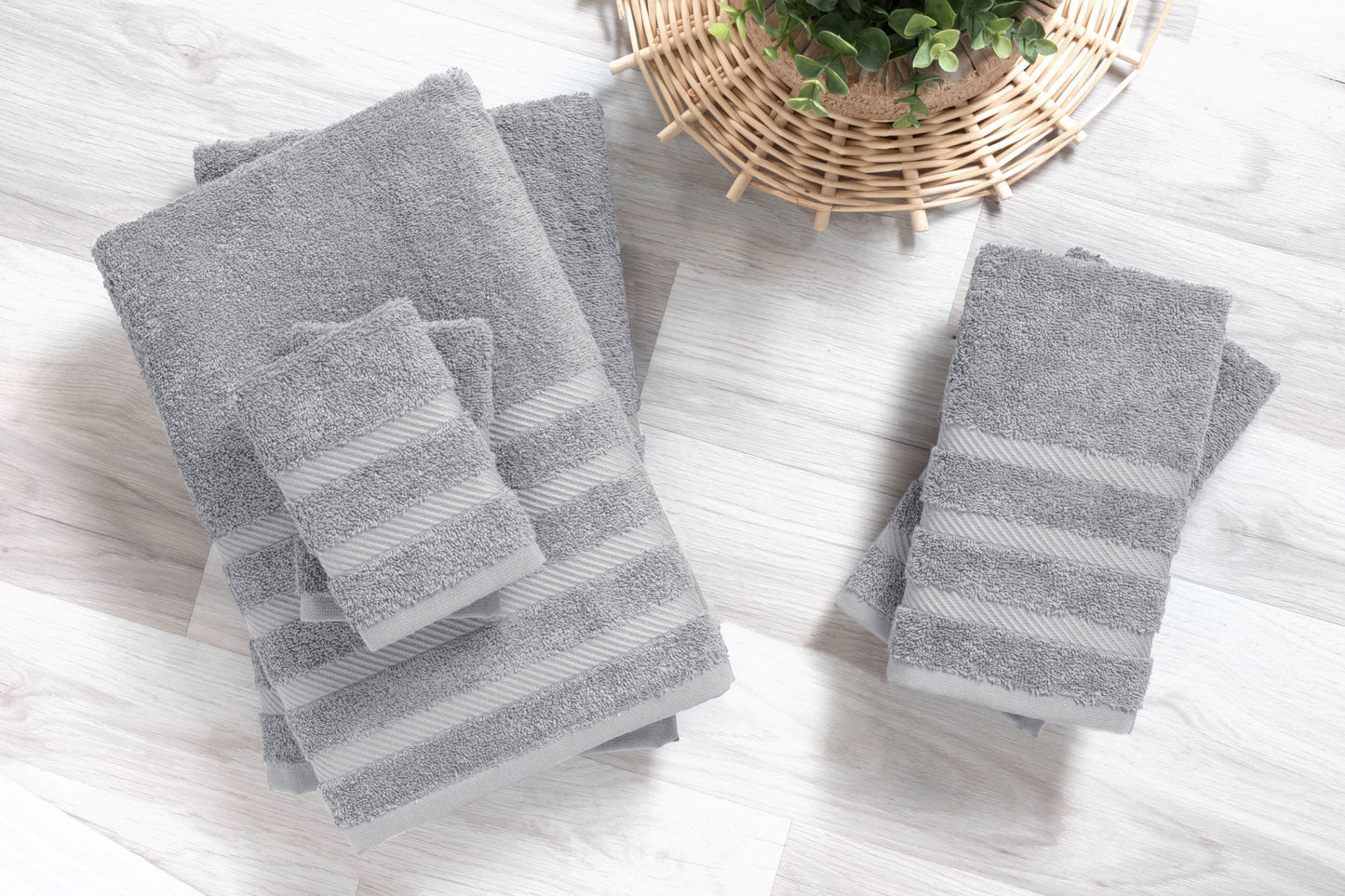 Antalya Turkish Cotton Bath, Hand, Washcloth Hotel Collection - 6 pc Towel Set - Classic Turkish Towels