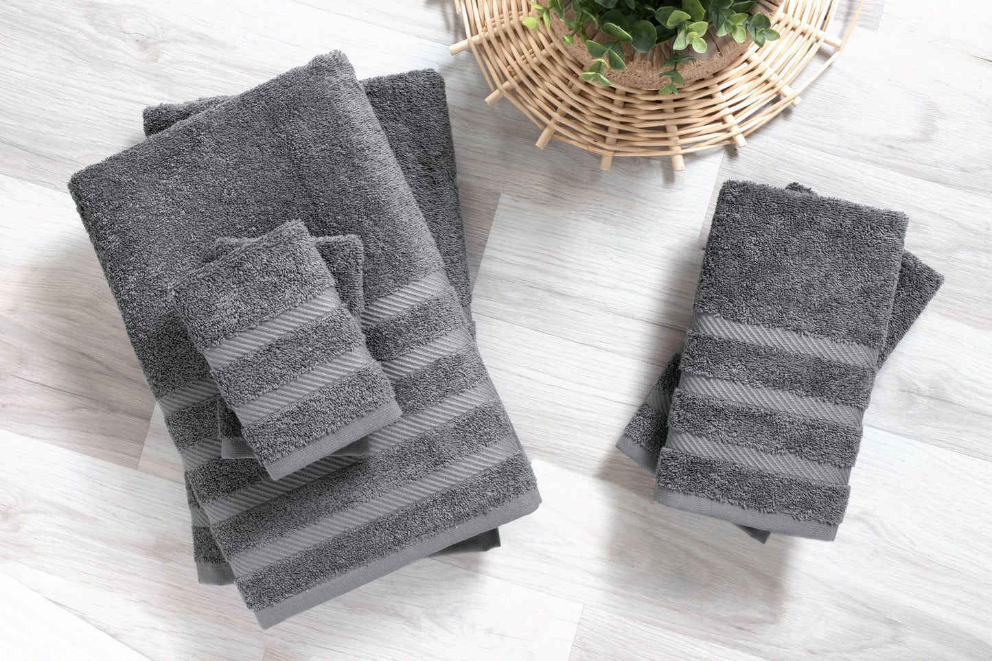 Antalya Turkish Cotton Bath, Hand, Washcloth Hotel Collection - 6 pc Towel Set - Classic Turkish Towels