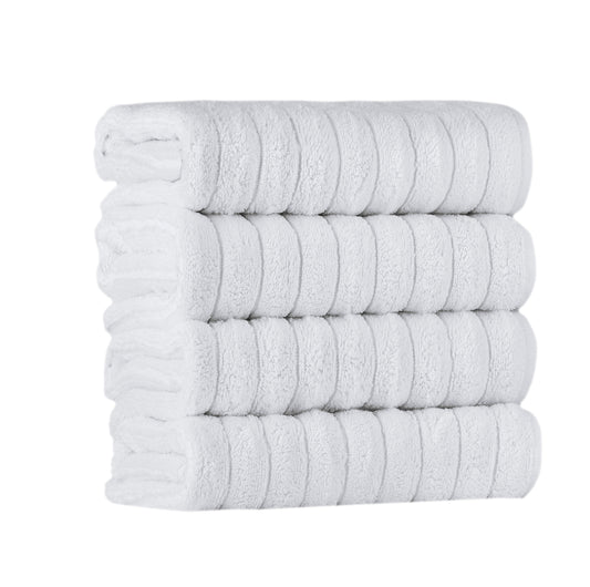 American Soft Linen 4 Piece 100% Turkish Cotton Hand Towel Set - Bright White
