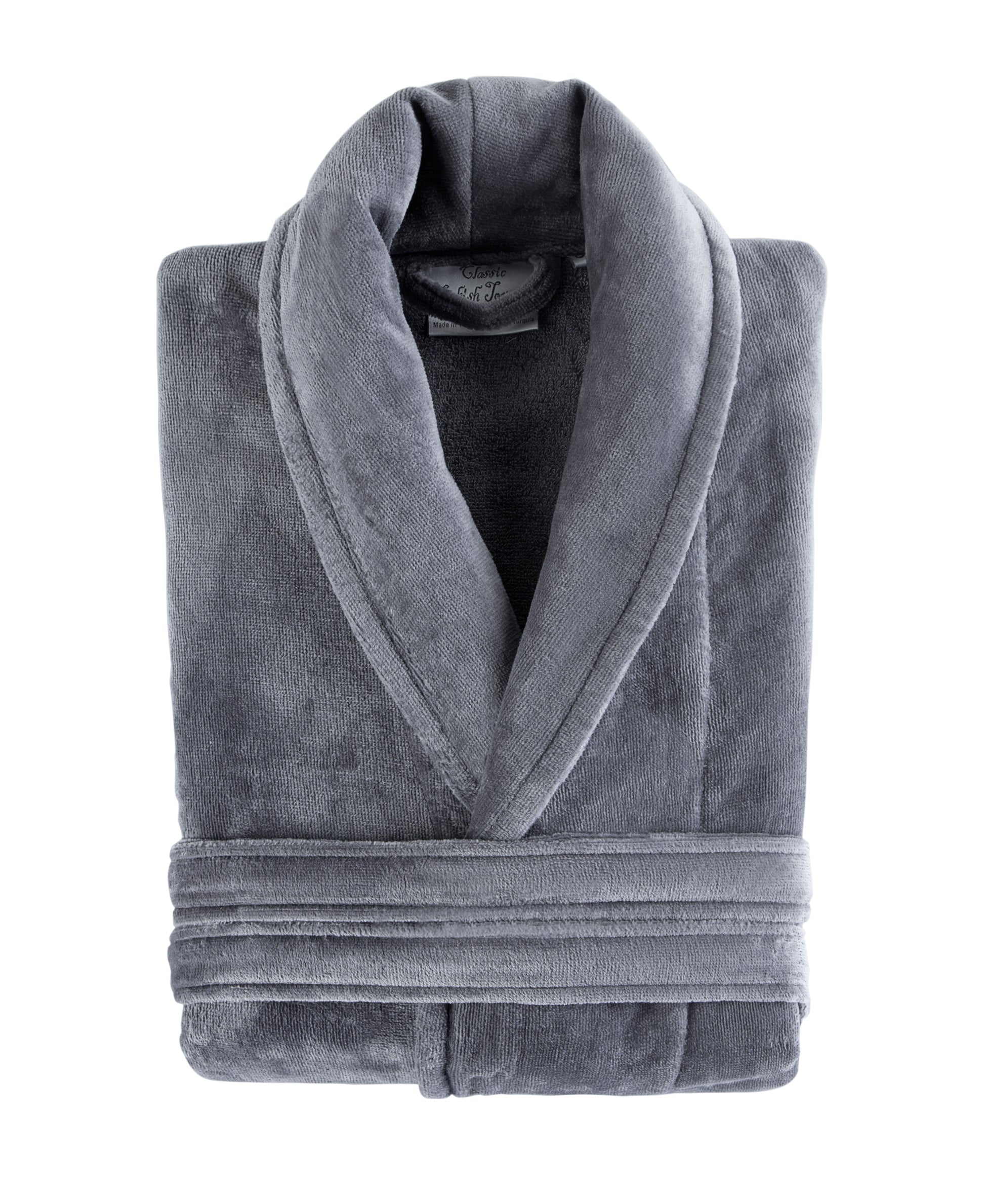Velour Shawl Collar Luxury Turkish Cotton Bathrobe One Big Size Fits All - Classic Turkish Towels